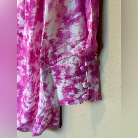 For Love & Lemons Devon Long Sleeve Pink Shirt Dress NWT Size Small - Picture 5 of 8